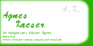 agnes kacser business card