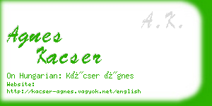 agnes kacser business card